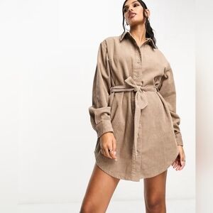 ASOS DESIGN cord belted shirt dress